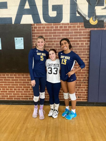 Varsity volleyball players Allison Oberlin-Pope(left), Fiona Mehltretter(middle) and Abigail Leo(right)
Photo courtesy of Madison Frankel