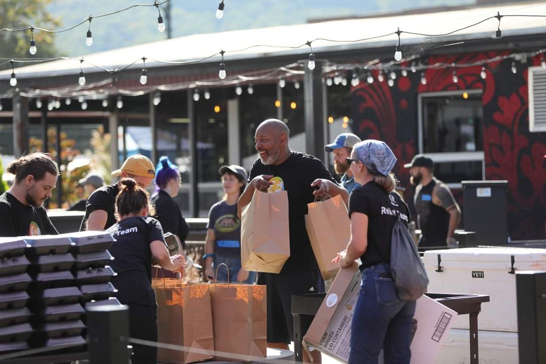 World Central Kitchen volunteers working at their hub in Asheville, NC.