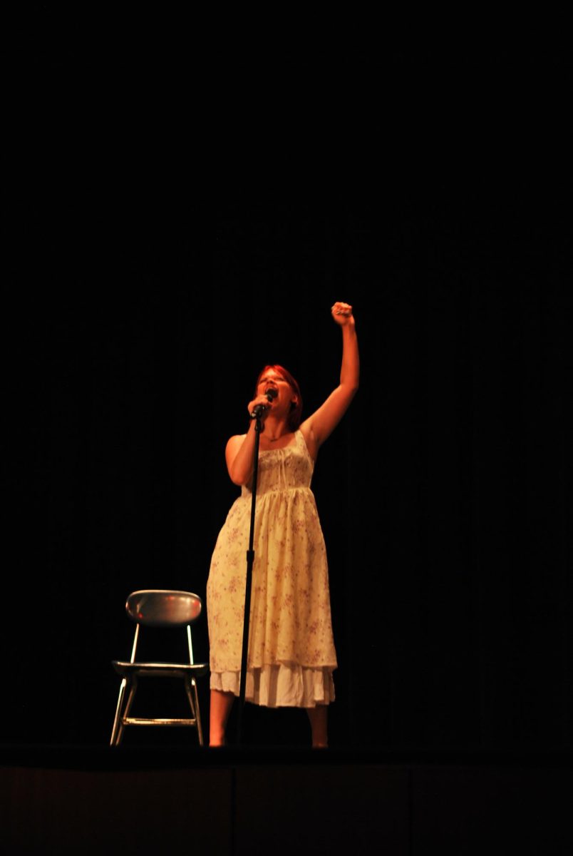 Alyssa Mullis sings "Burn" from the Broadway show Hamilton at the NAACP talent show. Mullis participated as a student volunteer entry in the talent show. 